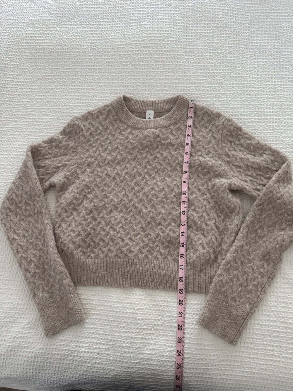 Lululemon Women's Taupe Cable-Knit Alpaca Crewneck Sweater - Picture 2 of 6